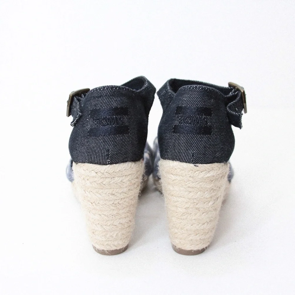 TOMS Sienna Navy Batik Wedge Heels